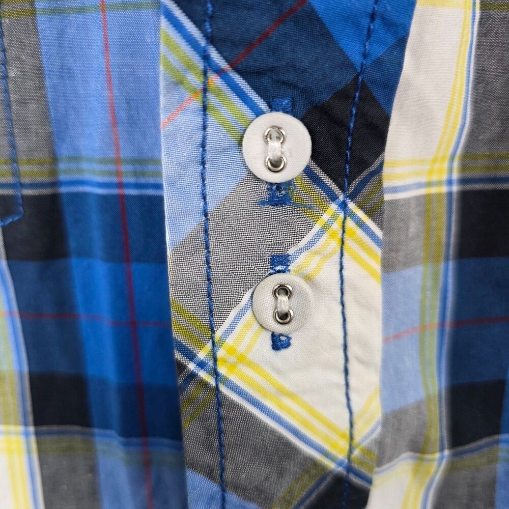 Akademiks Shirt Men's Plaid Blue White Button Up Long Sleeve AKDMKS Size 2XL - Picture 5 of 13